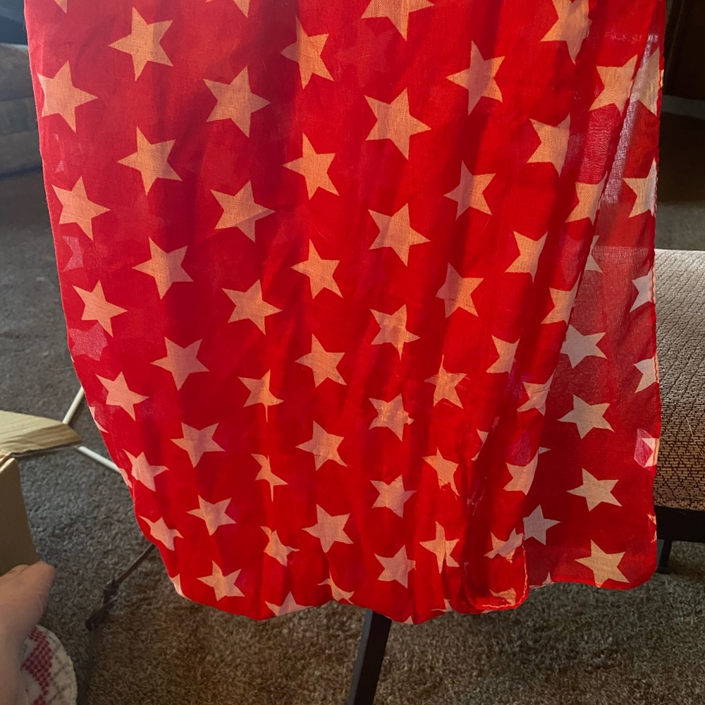 Patriotic Red with white stars Viscose Scarf